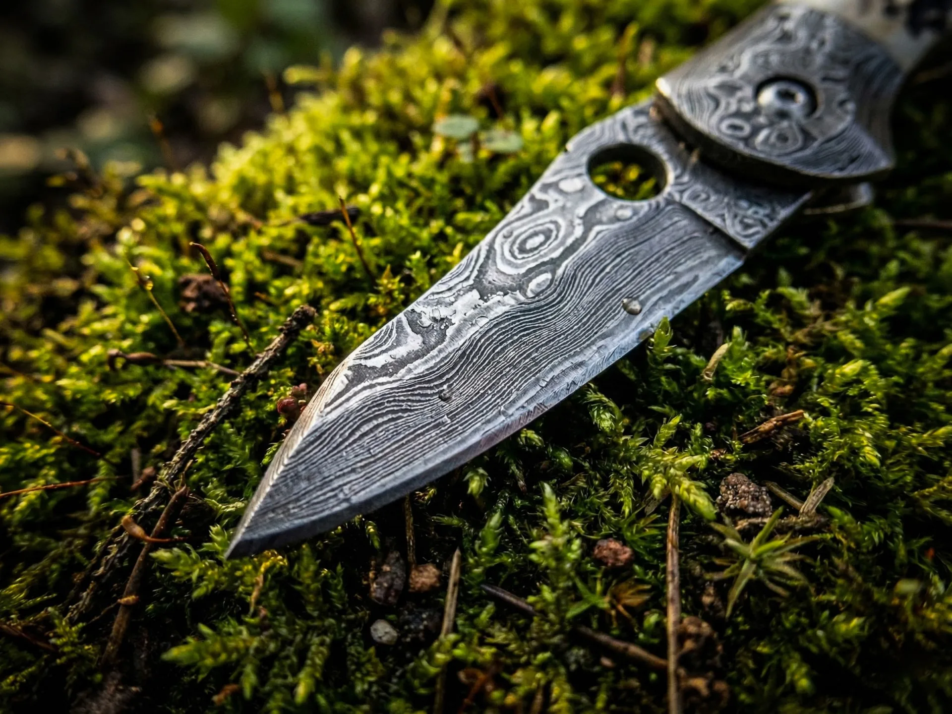 Cottonmouth - Damascus Folding Pocket Knife, 7″ Overall - view 8