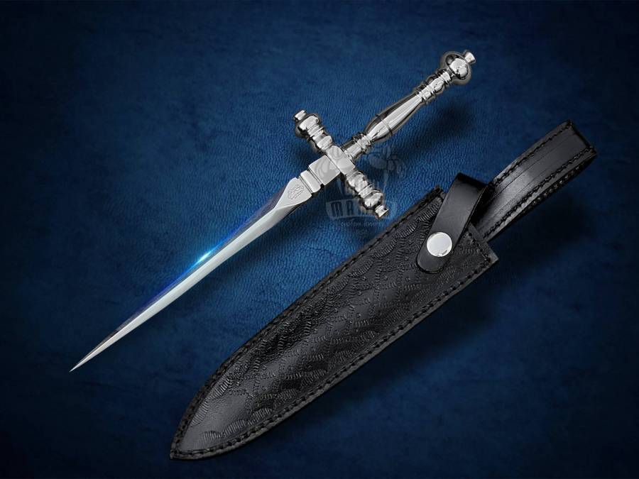 Bmk-562 High Quailty Made Stainless Steel Four Edge Cross Dagger Blade Knife with Leather Sheath, Hand Crafted Handle, Gift For Him, Gift For men, Christmas GIft - Image 2