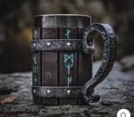 Handcrafted Nordic Viking Rune Beer Mug - Unique Gift for Viking Enthusiasts Wine' Gift Ancient Beer Mug 550ml Christmas Gift