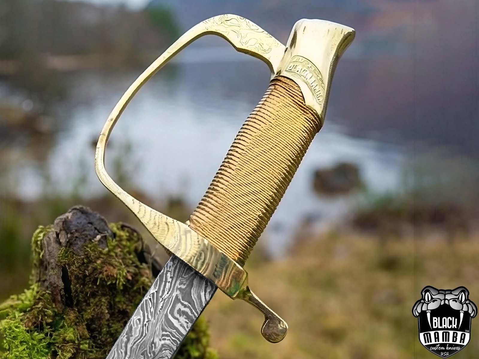 BMK-559 Military Officer Sword Hand-forged Damascus Steel Sword, Brass Engraved Handle With Premium Scabbard, Groomsmen Gift, Anniversarry Gift - Image 6