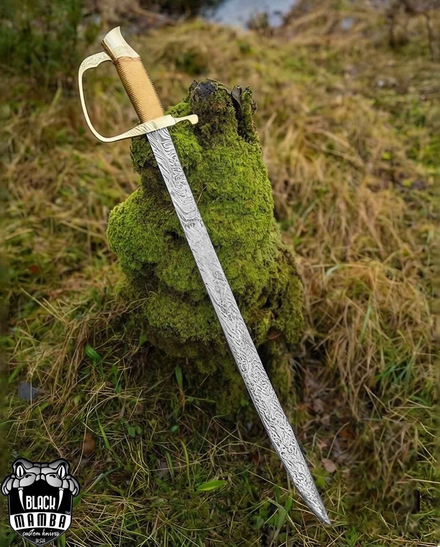 BMK-559 Military Officer Sword Hand-forged Damascus Steel Sword, Brass Engraved Handle With Premium Scabbard, Groomsmen Gift, Anniversarry Gift - Image 8