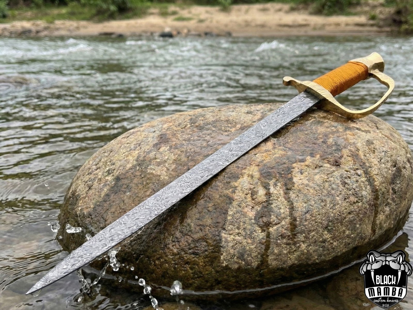 BMK-559 Military Officer Sword Hand-forged Damascus Steel Sword, Brass Engraved Handle With Premium Scabbard, Groomsmen Gift, Anniversarry Gift - Image 10