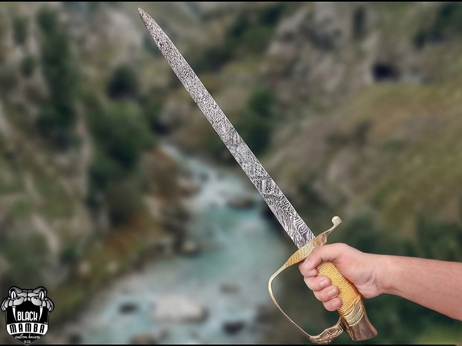 BMK-559 Military Officer Sword Hand-forged Damascus Steel Sword, Brass Engraved Handle With Premium Scabbard, Groomsmen Gift, Anniversarry Gift - Image 12