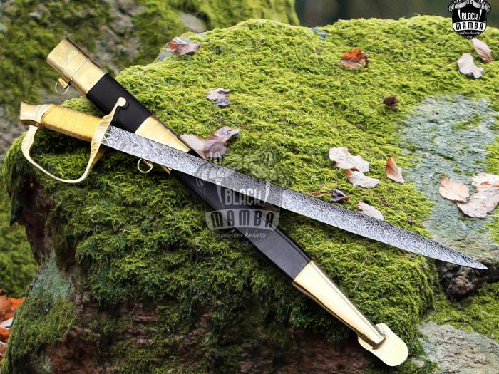 BMK-559 Military Officer Sword Hand-forged Damascus Steel Sword, Brass Engraved Handle With Premium Scabbard, Groomsmen Gift, Anniversarry Gift