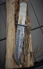 BMK-1006-L1 Limited Edition Ka-Bar Style Damascus Knife – 12" Feather Pattern Blade with Camel Bone Handle