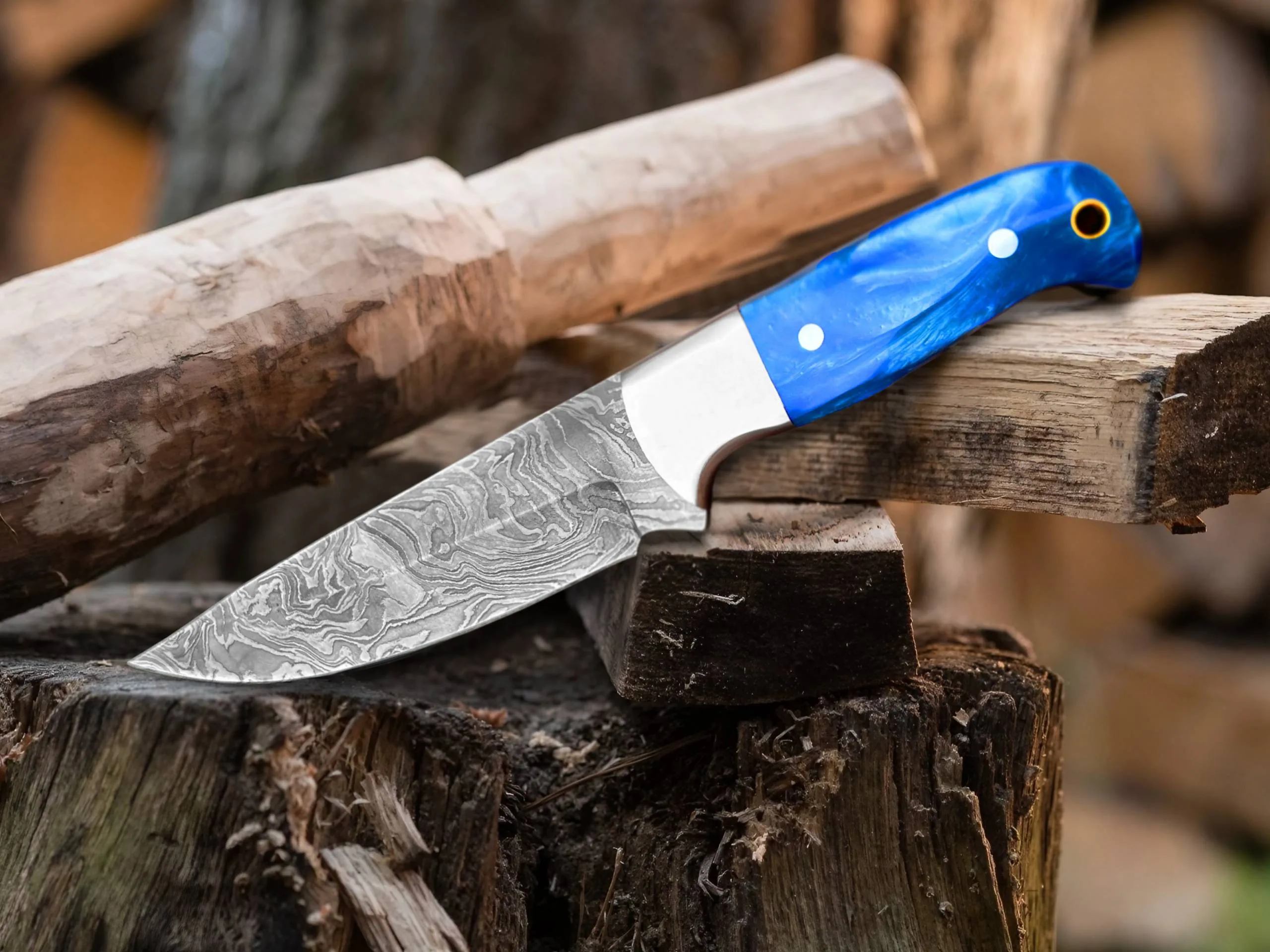Blue Phantom - Damascus Skinning Knife - view 2