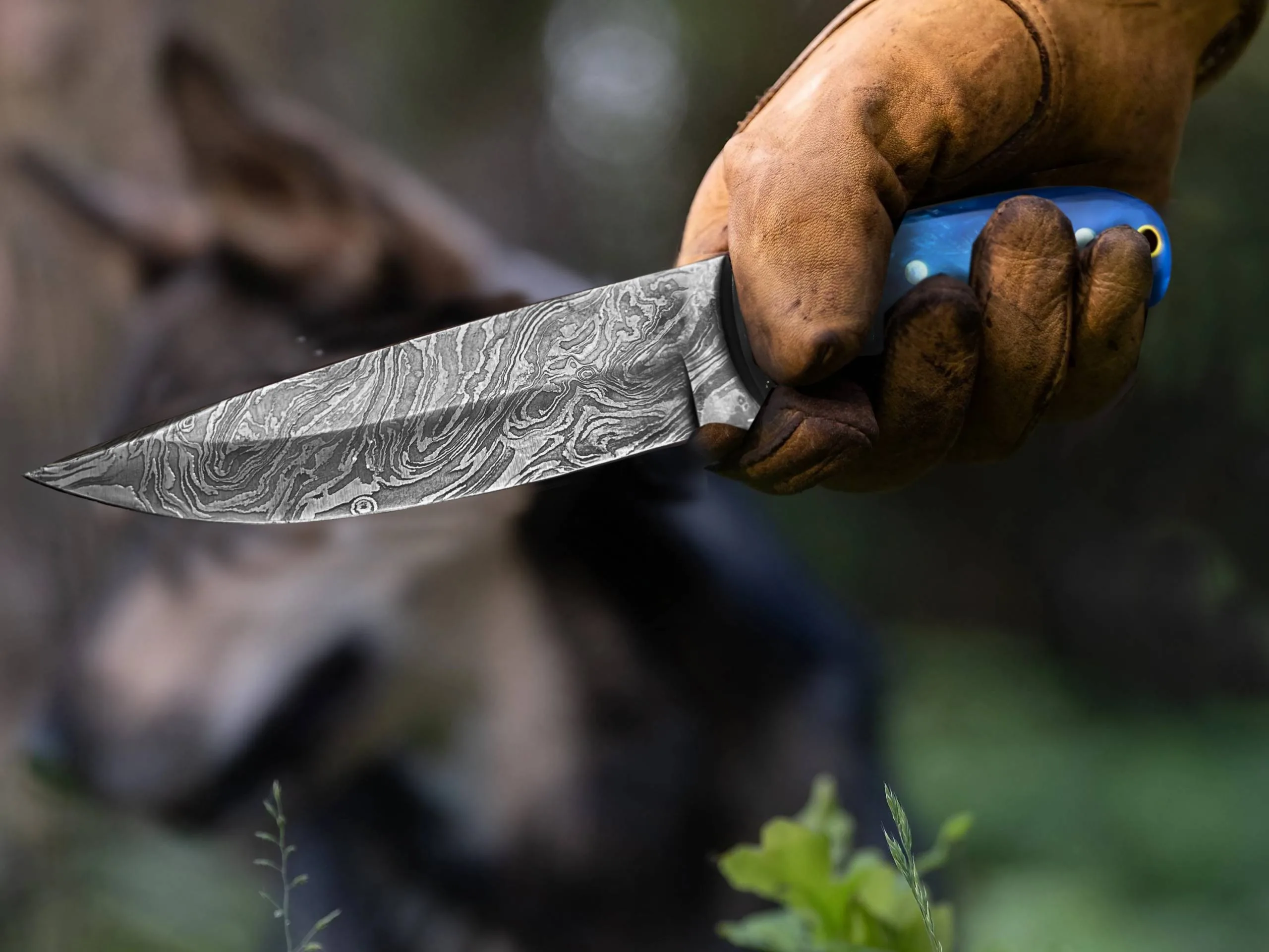Blue Phantom - Damascus Skinning Knife - view 3
