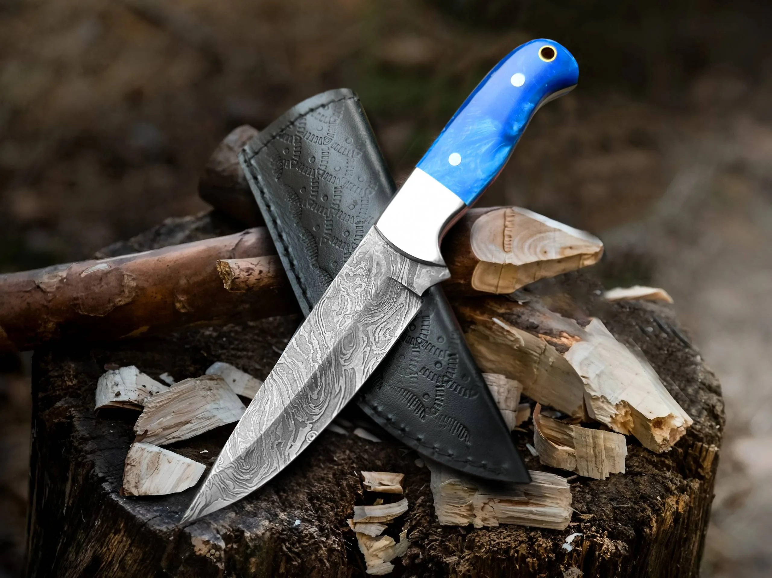 Blue Phantom - Damascus Skinning Knife - view 4