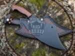 BMK-647 Handmade Cleaver Kitchen Knife with Leather Sheath | Carbon Coated Chopper and Chef Knife