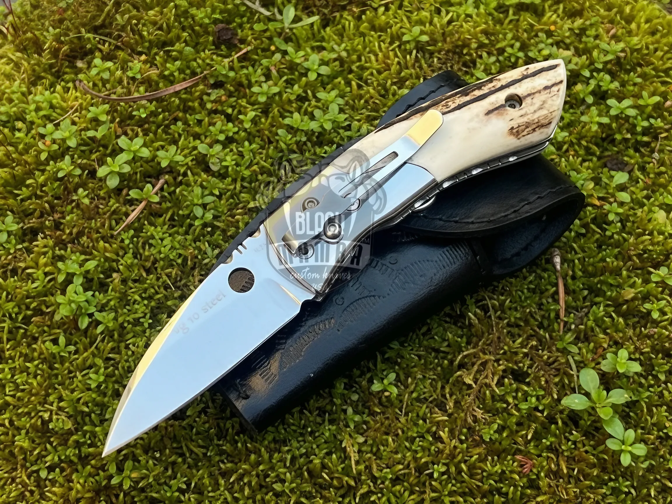 Stagpoint Shadow Handmade Pocket Knife with Stag Handle | vg-10 Steel Folding Knife|Camping Pocket Knife with Clip | BMK-648 - view 2