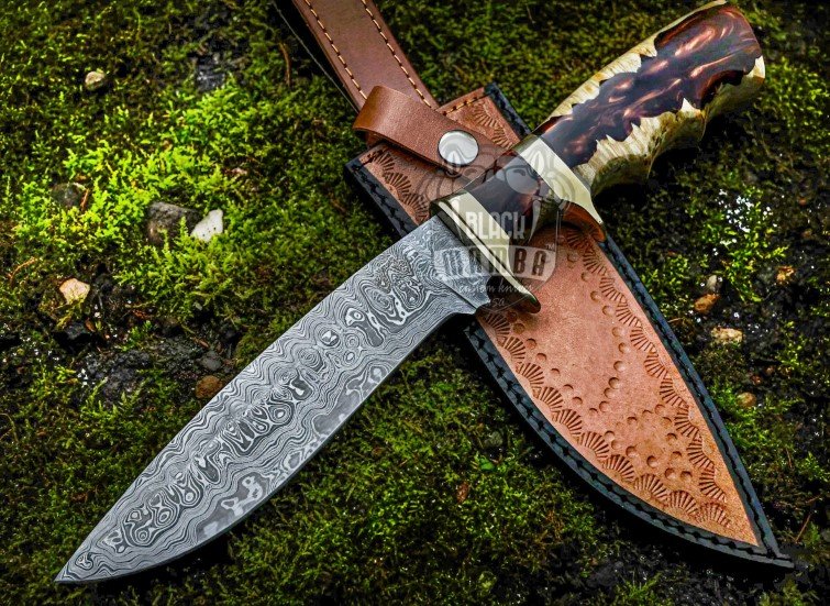 BMK-651 Copperhead Snake 13″ Long 8″Blade ” 12oz Damascus steel Hunting Bowie Handmade Knife with stabilized wood Black mamba Hand Made Word Class knives LIMITED LUXURY EDITION - Image 2
