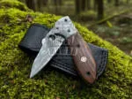 Woodland Whisper Folding - Damascus Folding Pocket Knife, 7.5″ Overall