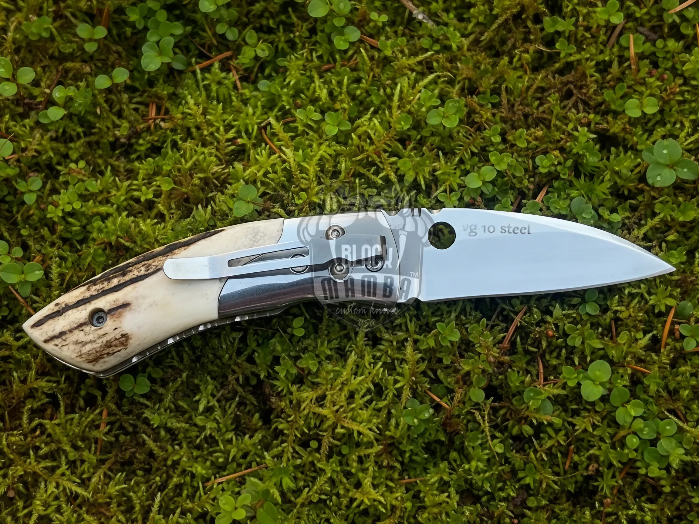 Stagpoint Shadow Handmade Pocket Knife with Stag Handle | vg-10 Steel Folding Knife|Camping Pocket Knife with Clip | BMK-648 - view 3