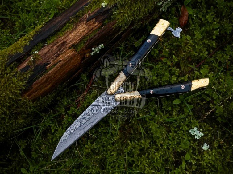 BMK-650 Damascus Balisong Butterfly Knife Beautiful Engraved Handle Original Traditional Filipino Butterfly Batanga Knife USA Made - Image 2