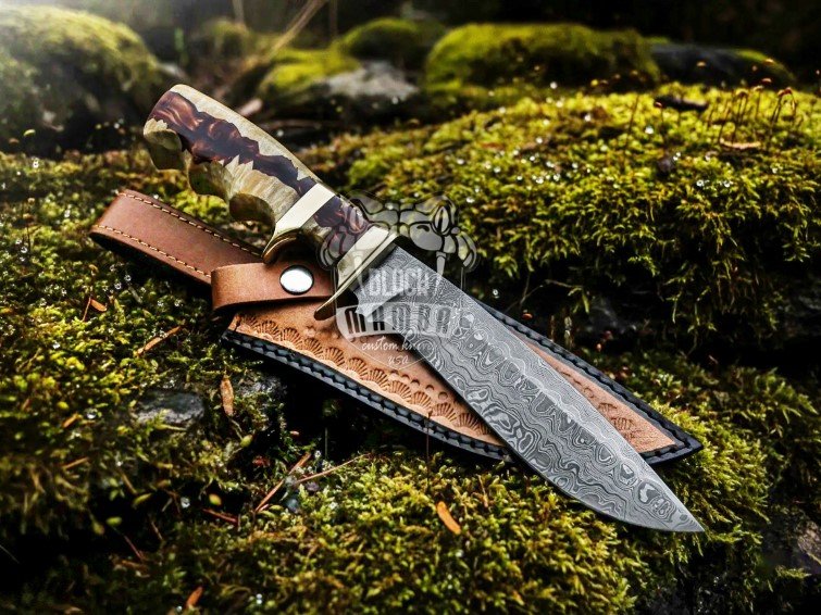 BMK-651 Copperhead Snake 13″ Long 8″Blade ” 12oz Damascus steel Hunting Bowie Handmade Knife with stabilized wood Black mamba Hand Made Word Class knives LIMITED LUXURY EDITION