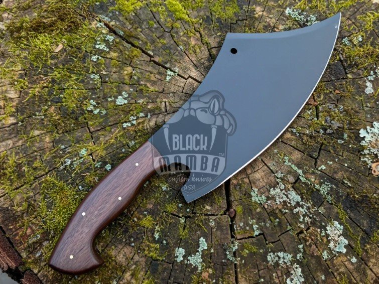 BMK-647 Handmade Cleaver Kitchen Knife with Leather Sheath | Carbon Coated Chopper and Chef Knife - Image 4