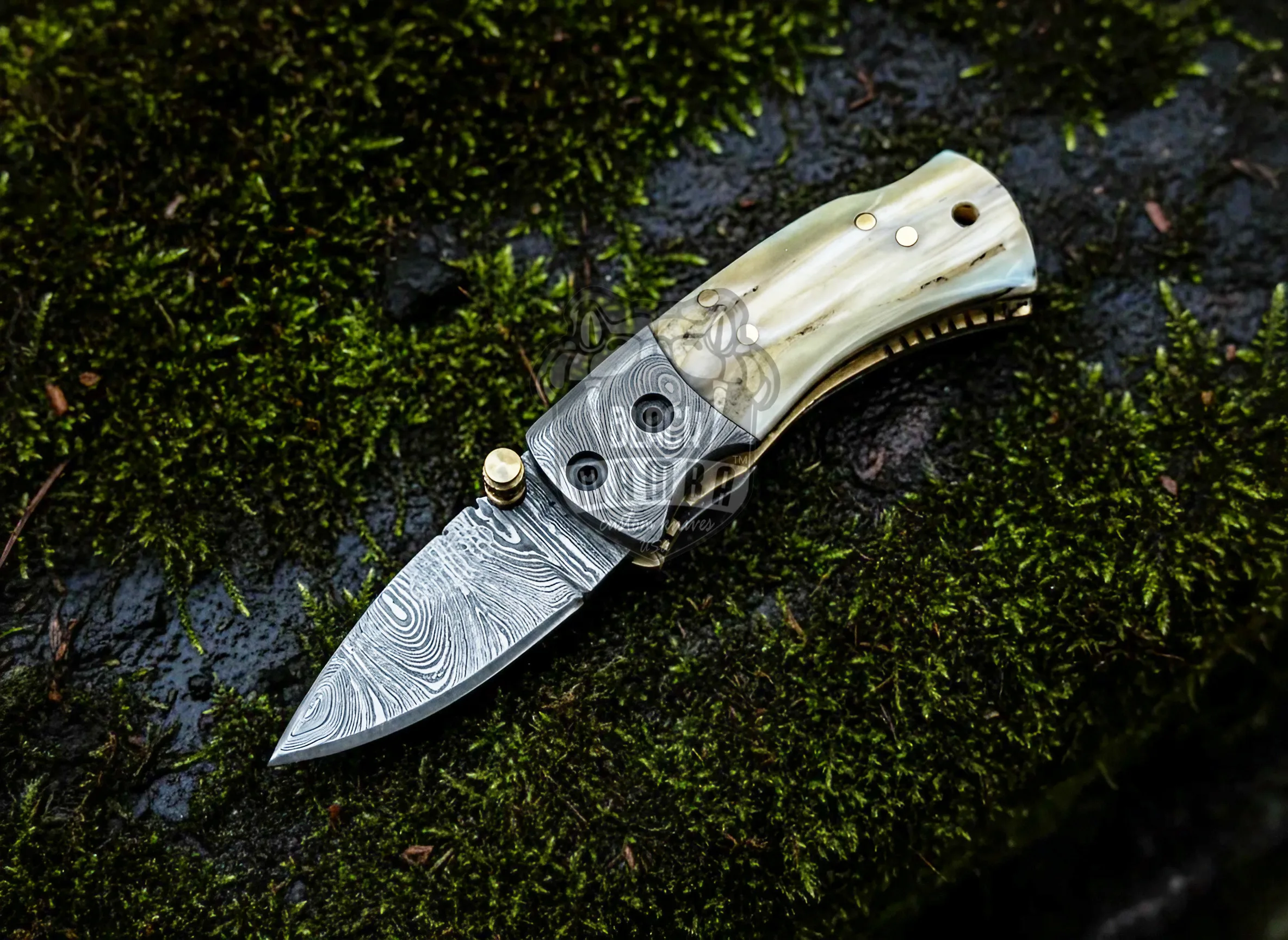 Mossfang – Damascus Folding Pocket Knife, 3.5″ Overall - view 4