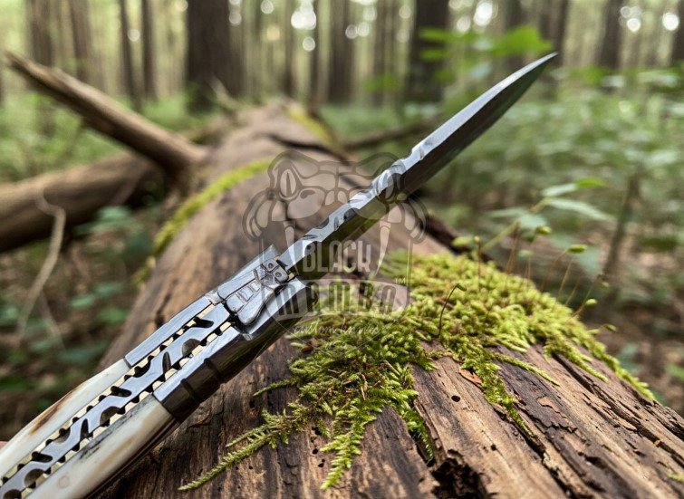 BMK-653 Handmade 440C Steel Pocket Knife with Stage Handle and Leather Sheath | Perfect for Hunting,Camping & Fishing - Image 4