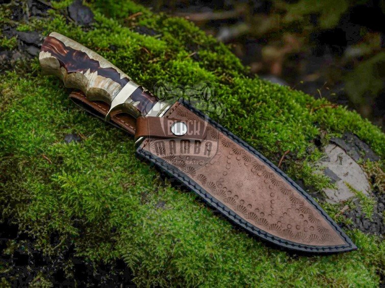 BMK-651 Copperhead Snake 13″ Long 8″Blade ” 12oz Damascus steel Hunting Bowie Handmade Knife with stabilized wood Black mamba Hand Made Word Class knives LIMITED LUXURY EDITION - Image 3