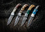 BMK Shadow Horn Copper - Damascus Folding Pocket Knife, 6.5″ Overall, Stag Handle