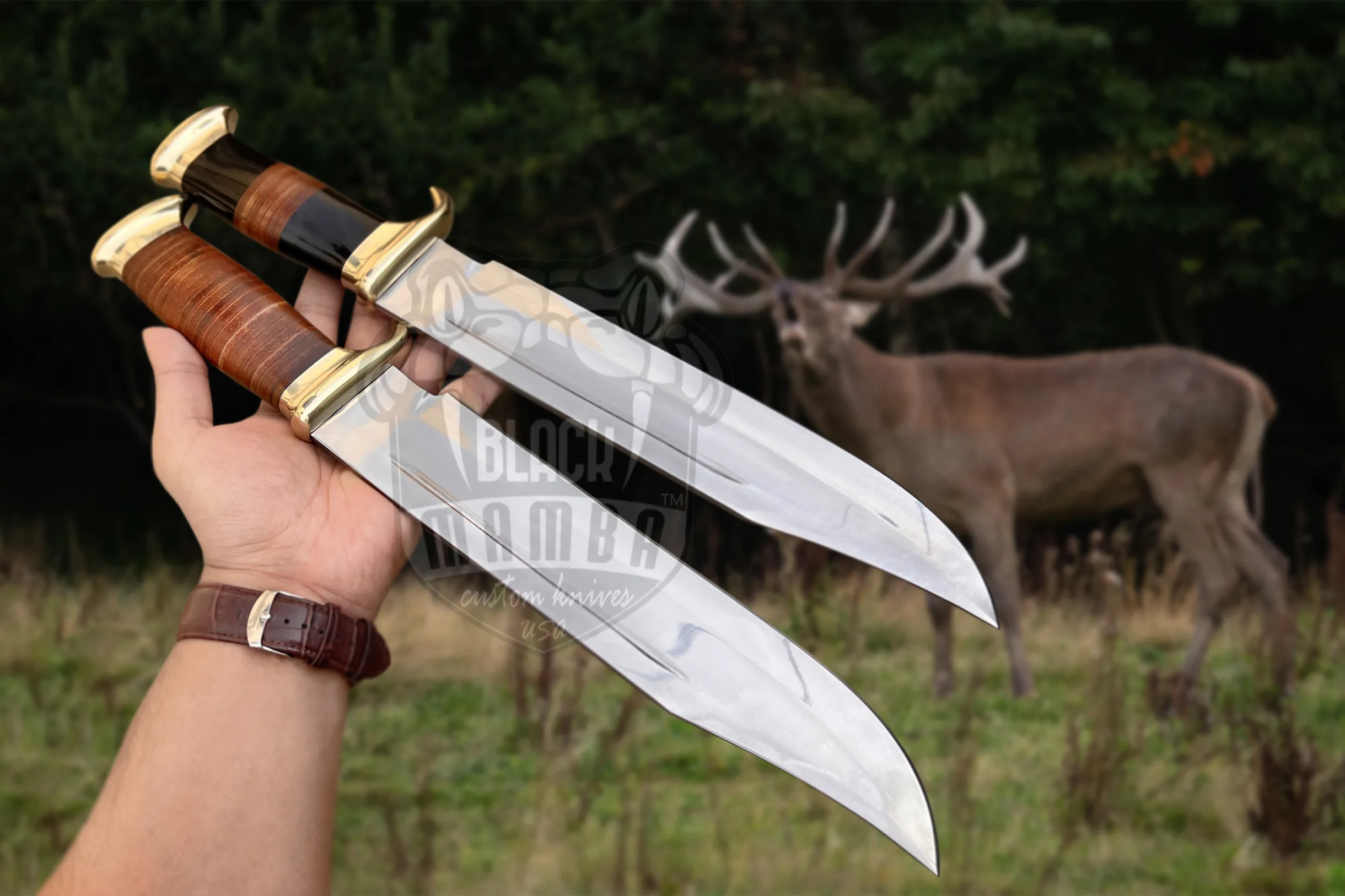 Hand Forged D2 Steel Hunting Bowie with Leather Sheath | Camping Bowie for Outdoor and Hunting | BMK-1066 - view 4