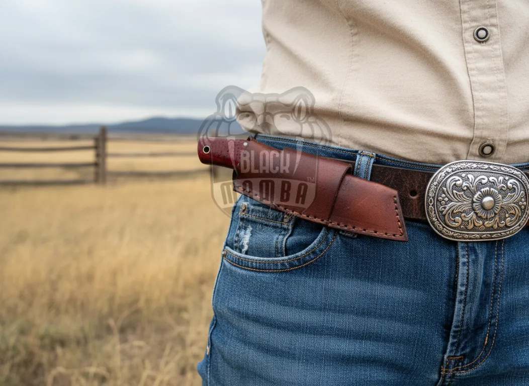 Black Mamba Crimson Tracker - Damascus Hunting Knife, 7″ Overall, Micarta Handle - view 5