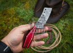 BMK-820 Black Mamba Crimson Tracker Handmade Damascus Cowboy Bull Cutter knife with Red Micarta handle | Personalized Cowboy Gift | Ranch Bull Cutter