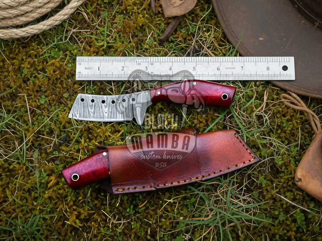 Black Mamba Crimson Tracker - Damascus Hunting Knife, 7″ Overall, Micarta Handle - view 3