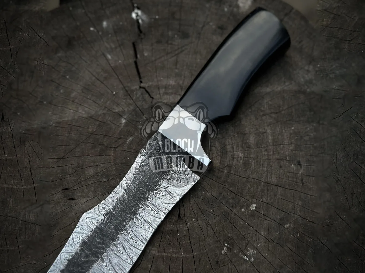 Black Mamba Darkstorm - Damascus Bowie Knife, 12″ Overall - view 3