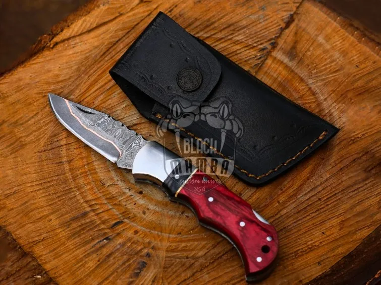 Damascus Balisong Butterfly Knife – Pakka Wood Handle | BMK-668 - view 3