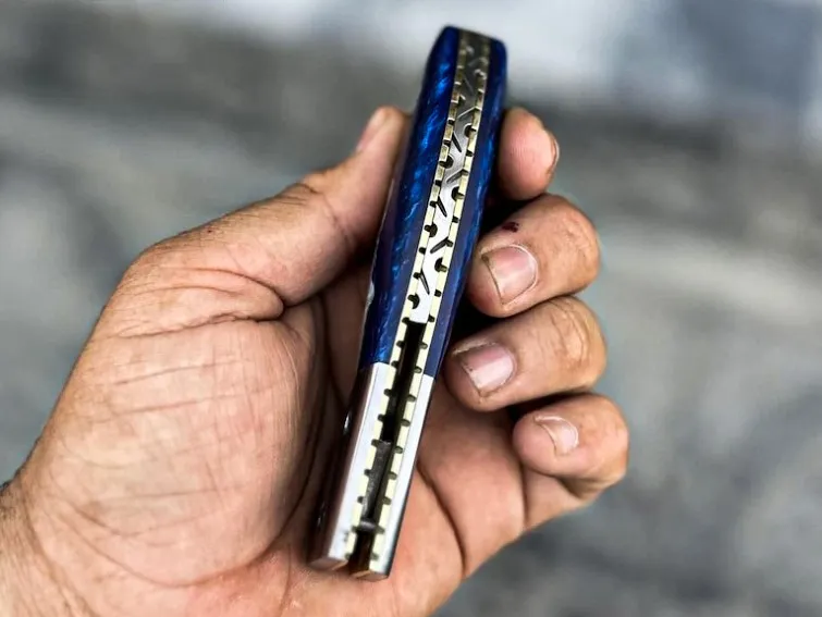 Road King Drifter Handmade Folding Pocket Knife – Resin Handle | Steel Bolster | Gift with Leather Sheath | BMK-673 - view 3