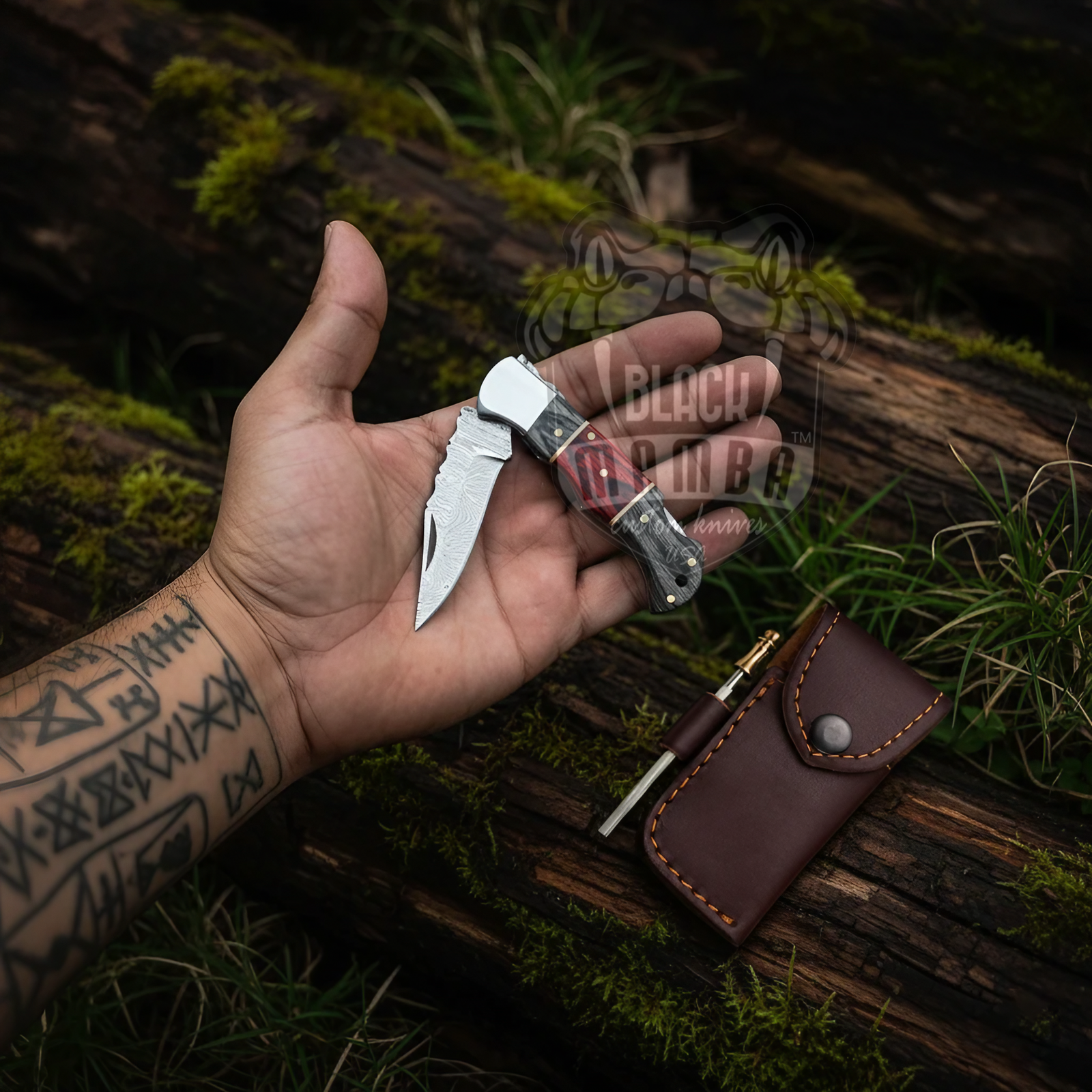 BMK-690 Trailmaste Handmade Damascus Pocket Knife | Back Lock Folding Knife for Hunting and Camping | Personalized Gift - Image 3