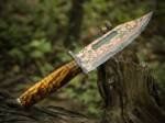 BMK-707 Handmade Copper Damascus Knife Copper Hunting Knife Exotic Burl Wood Handle Copper Fixed Blade Knife Best Anniversary Gift