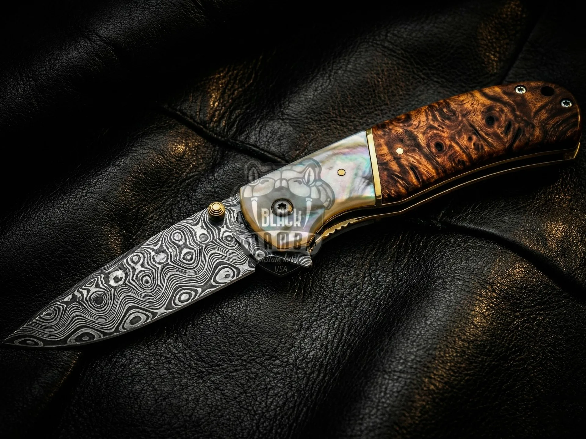 Royal Pearl - Damascus Folding Pocket Knife, 7.5″ Overall, Pearl Handle
