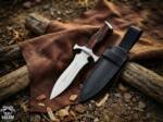 BMK-690 Shadow Fang Handmade D2 Steel Dagger Knife | Rose Wood Handle | Steel Clip | Leather Sheath | Camping & Hunting Gift for Him