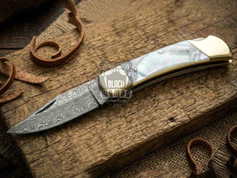 Royal Pearl - Damascus Folding Pocket Knife, 7.5″ Overall - view 2