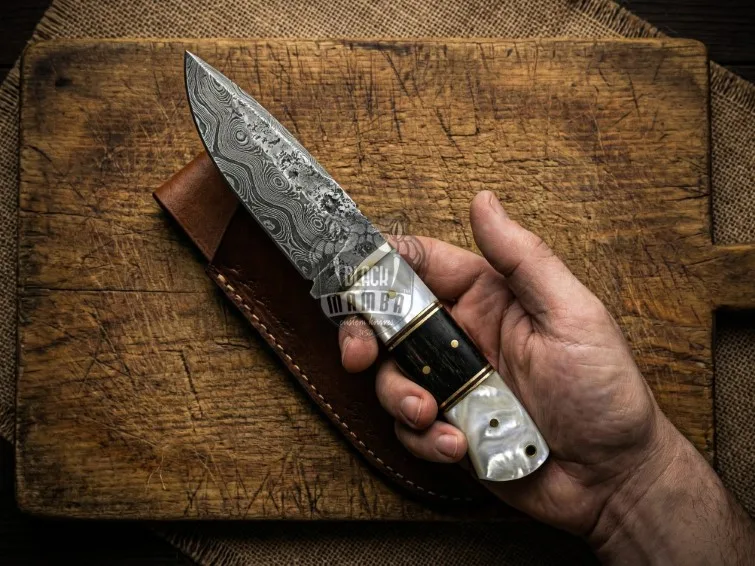 Pearl Prestige - Damascus Hunting Knife, 9″ Overall, Wood Handle - view 2