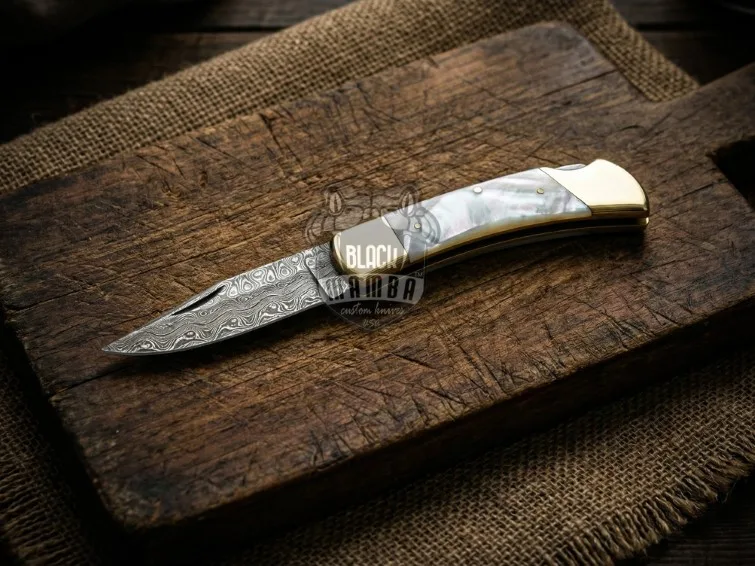 Royal Pearl - Damascus Folding Pocket Knife, 7.5″ Overall - view 3