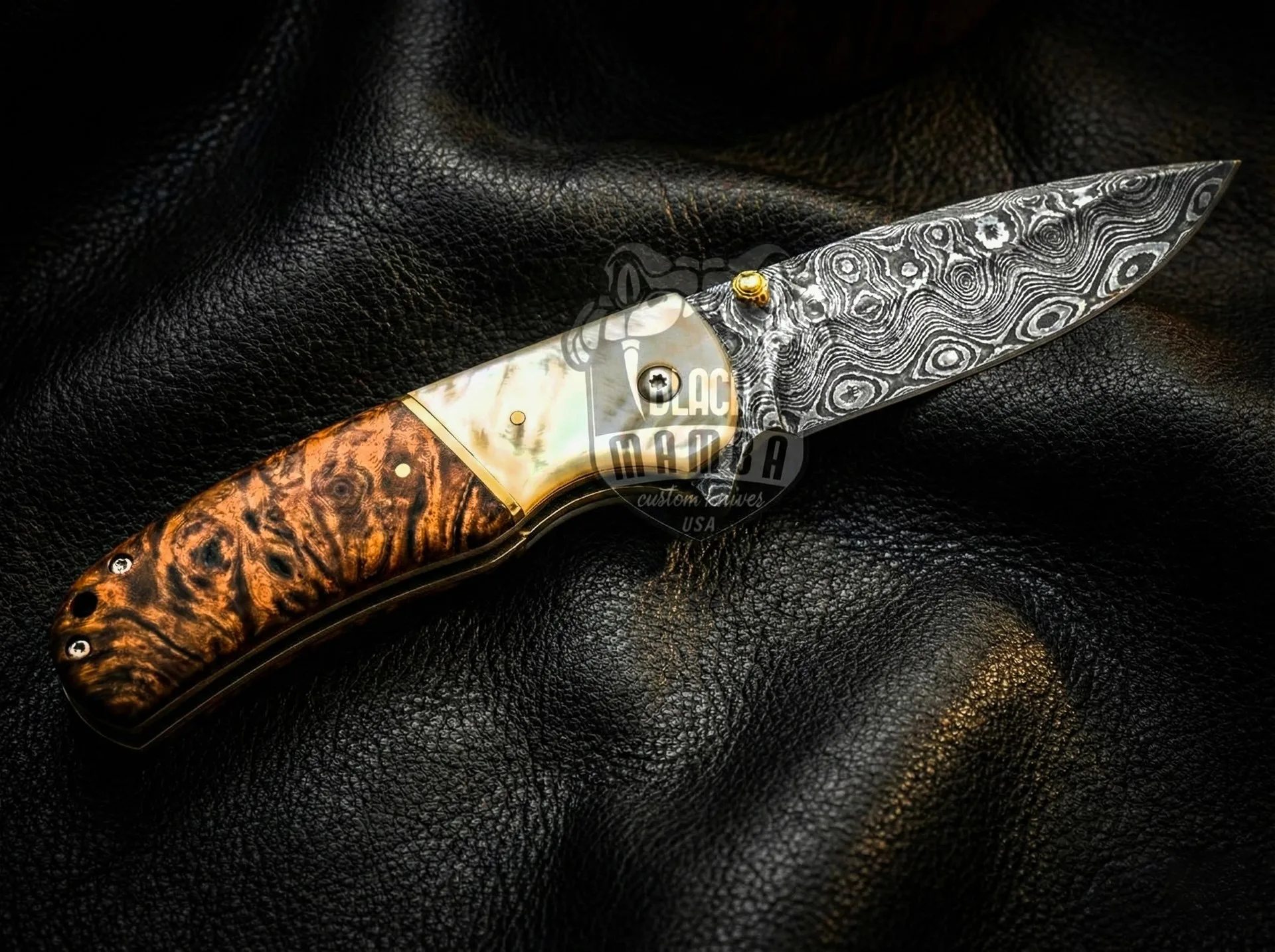 Royal Pearl - Damascus Folding Pocket Knife, 7.5″ Overall, Pearl Handle - view 4