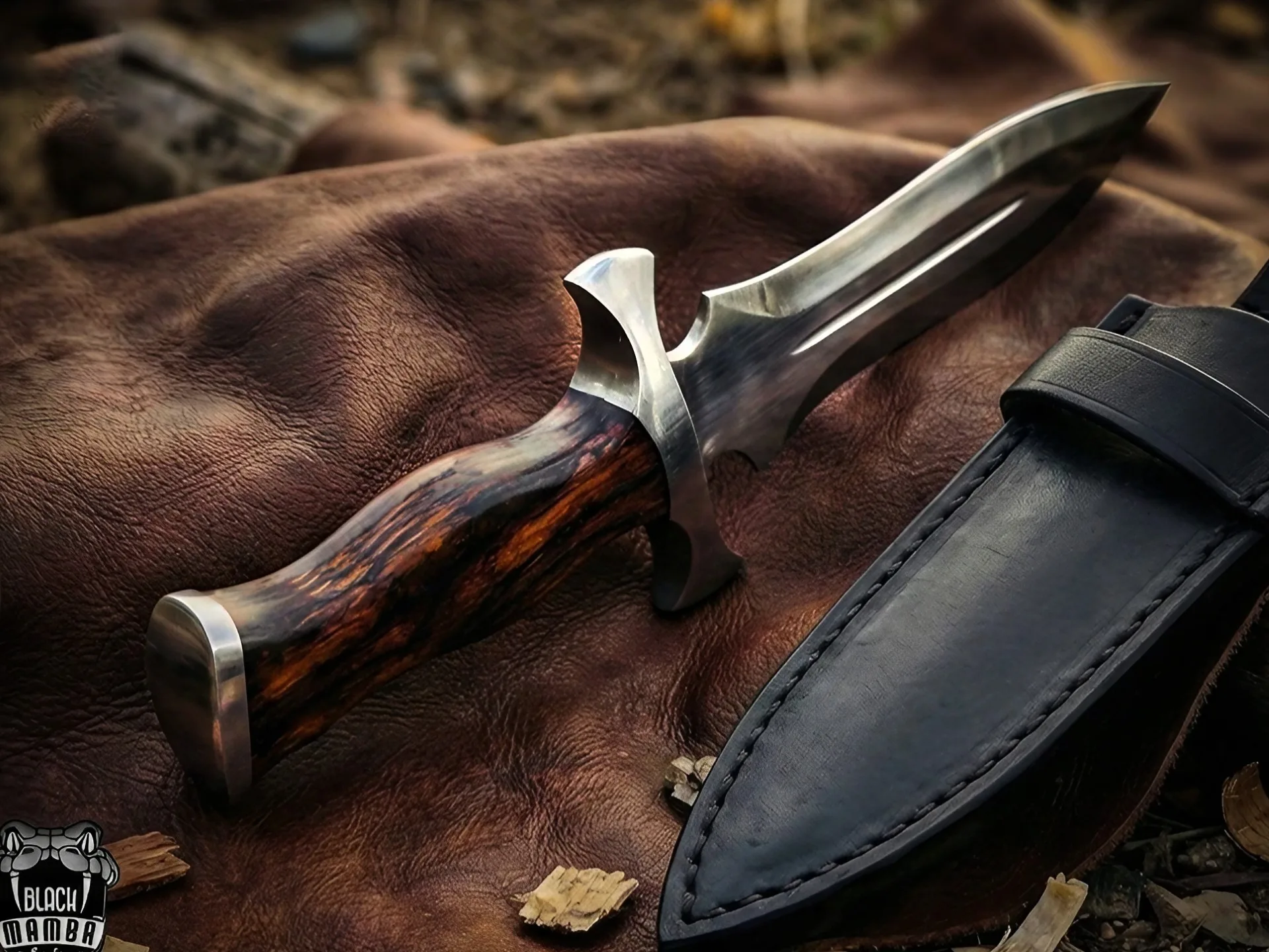 Shadow Fang - D2 Push Dagger, 12.5″ Overall, Rose Wood Handle - view 5