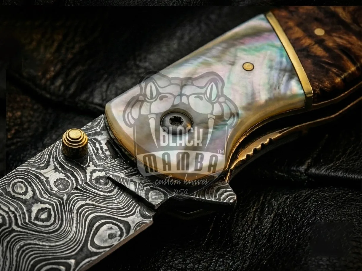 Royal Pearl - Damascus Folding Pocket Knife, 7.5″ Overall, Pearl Handle - view 5
