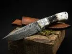 Pearl Prestige - Damascus Hunting Knife, 9″ Overall, Wood Handle