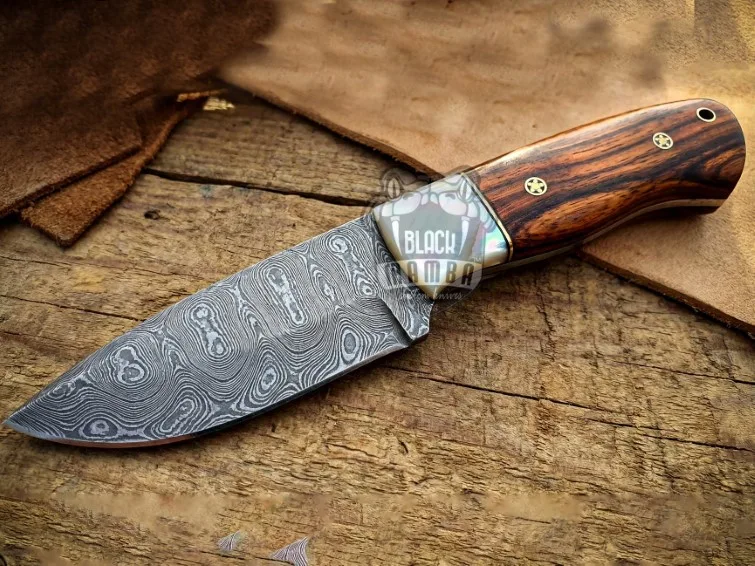 Azure Matrix - Damascus Skinning Knife, 8″ Overall, Rose Wood Handle - view 3