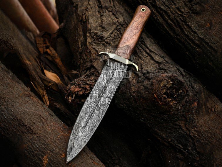 BMK-694 Black Mamba Titan Spear Handmade Damascus Steel Dagger Knife with Rose Wood Handle | Brass Clip & Leather Sheath | Groomsmen, Anniversary & Birthday Gift - Image 3
