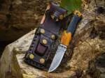 Amber Star - Damascus Skinning Knife, 9″ Overall