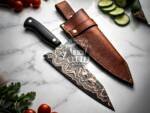 BMK-710 Handmade Damascus Copper Steel Chef Knife | Micarta Brase Pins Handle | Custom Gift for Him | Collector Blade