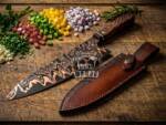 BMK-709 Handmade Damascus Copper Steel Chef Knife | Rosewood & Copper Spacer and Rose Wood Bolster Handle | Custom Gift for Him | Collector Blade