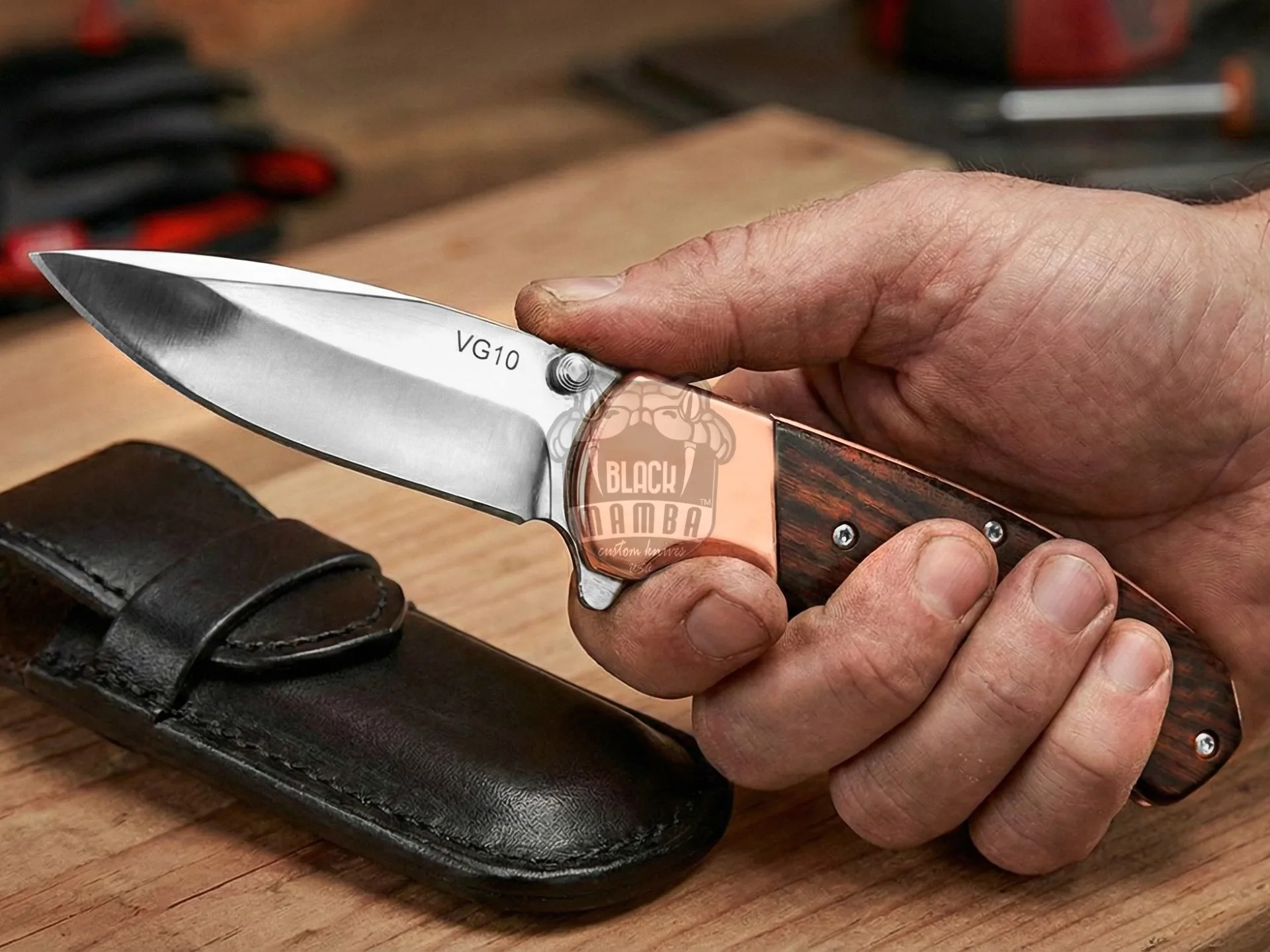 Signature - Hand-Forged Folding Pocket Knife, 7″ Overall, Rose Wood Handle | BMK-718 - view 2