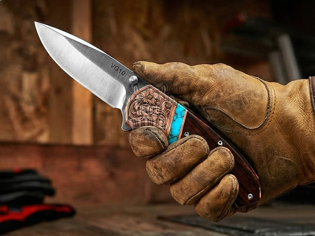 Signature - Hand-Forged Folding Pocket Knife, 7″ Overall, Rose Wood Handle | BMK-719 - view 2