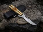 Handmade D2 Steel Balisong Knife | Bone & Brass Bolster Handle | Premium Butterfly Knife with Leather Sheath | BMK-714